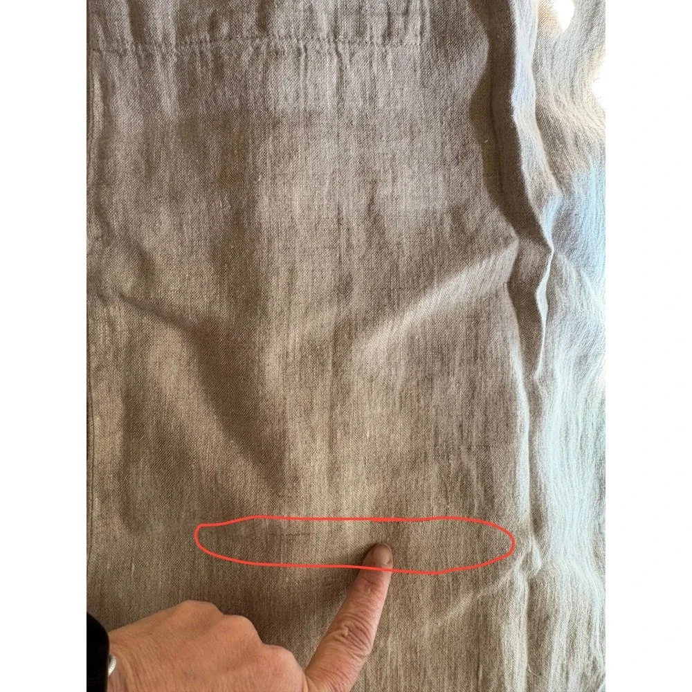 Chicos Design Womens 100% Linen Cropped Pants Beige Coastal Resort Size 3 XL